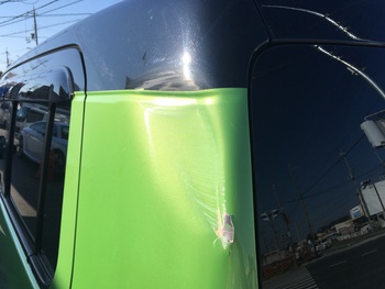 スズキ「ハスラー」、左クォーターの上部 / 和歌山の板金塗装・車修理はプロモワカヤマ